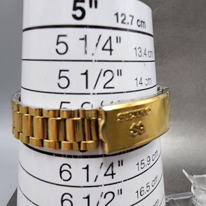 Seiko SQ Watch Women 25mm Gold Dial Gold Tone Daydate Round 2A230039 NewBat VTG10