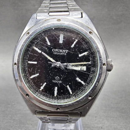 Orient Watch Men 38mm Black Dial Silver Tone Daydate Round 589613-70 READ NewBat0