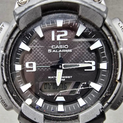 Casio AQ-S810W Watch Men 47mm Black Gray Alarm Chronograph Analog Digital SolarF1
