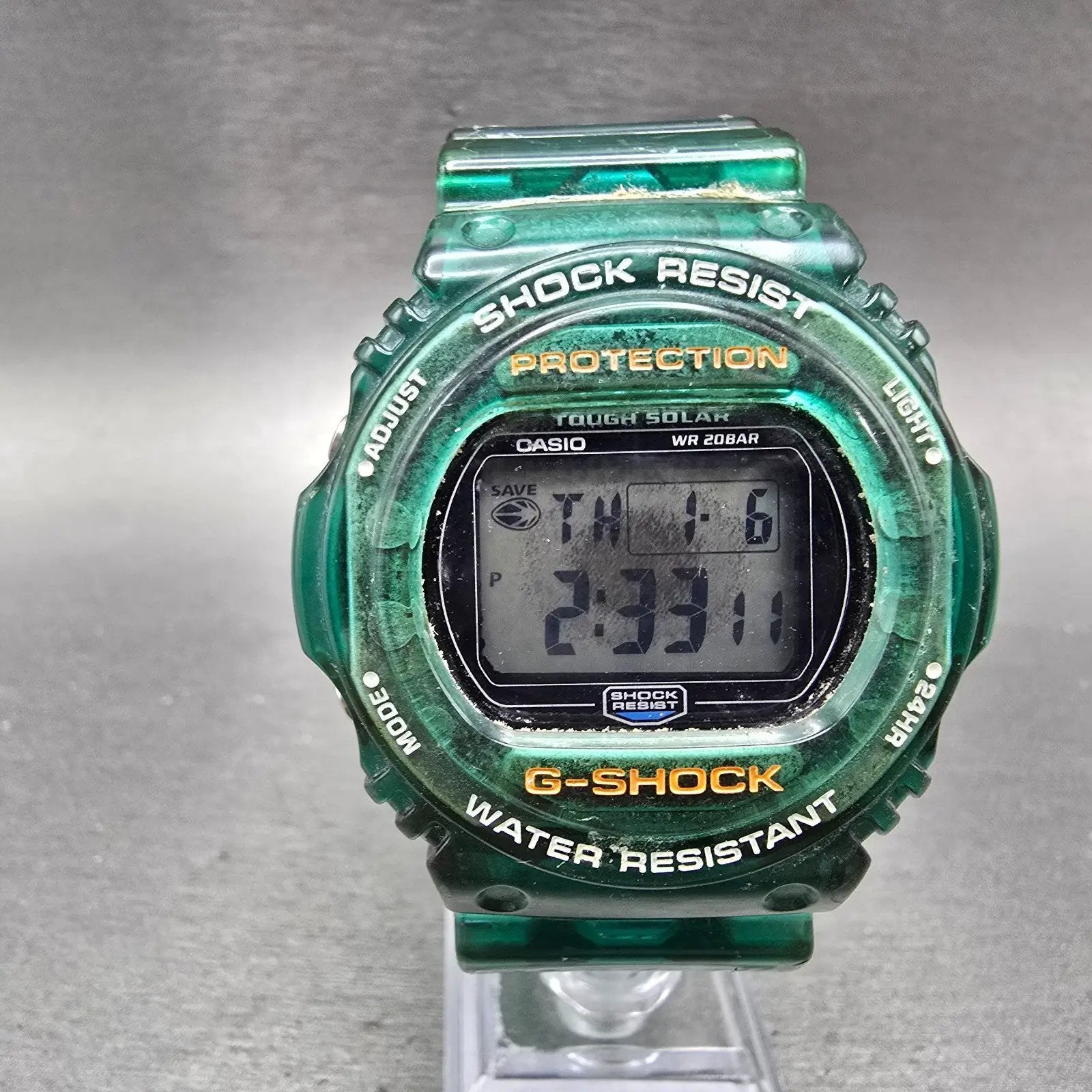 Casio G-Shock GL-240 Watch Men 45mm Green Alarm Chronograph Daydate Solar PARTS0