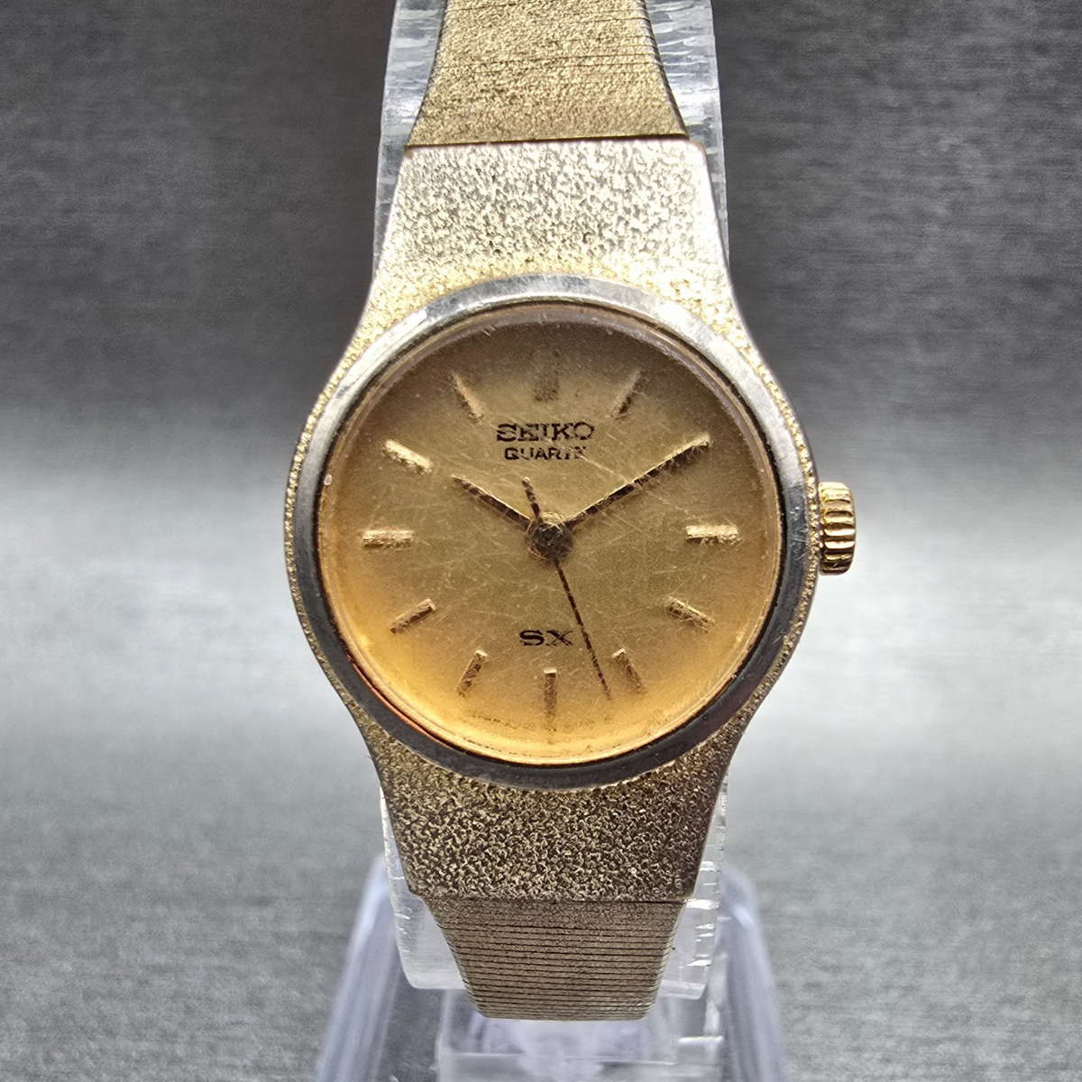 Seiko SX Watch Women 17mm Gold Dial Gold Tone Round 6Y21-0020 New Battery0