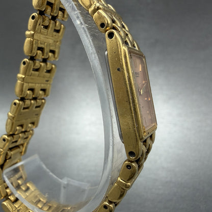 Seiko Tank Watch Women 13mm Pink Dial Gold Tone Rectangle 2E20-6951 New Battery3