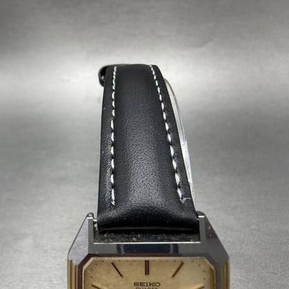 Seiko Dolce Tank Watch Men 28mm Champagne Dial Two Tone 6030-5390 New Battery5