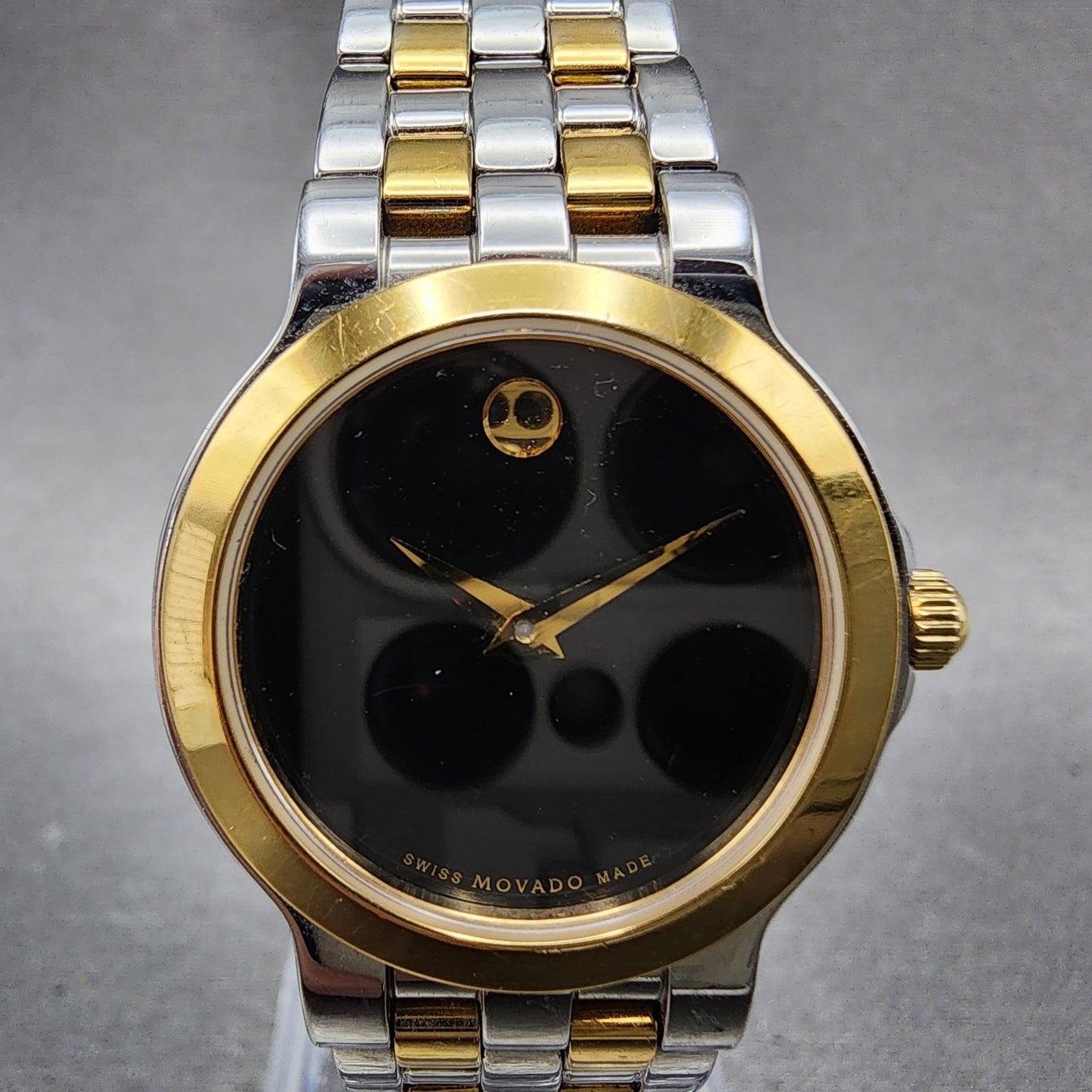 Movado Museum Watch Women 26mm Black Dial Two Tone Round 81 E4 1855 New Battery1