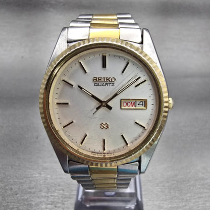 Seiko President Watch Men 35mm Silver Dial Two Tone Daydate 5H23-8029 New Batt0