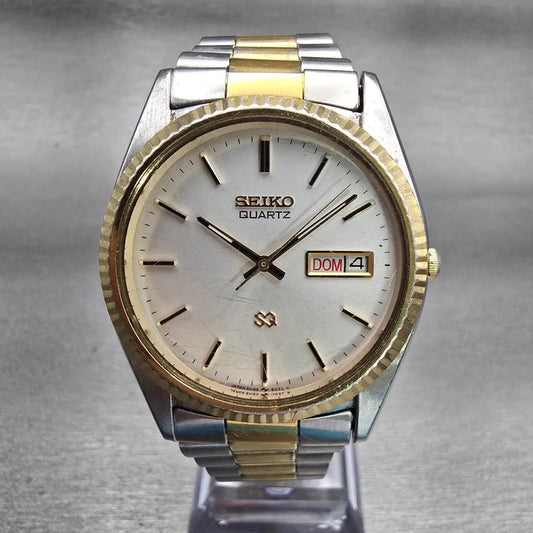 Seiko President Watch Men 35mm Silver Dial Two Tone Daydate 5H23-8029 New Batt0