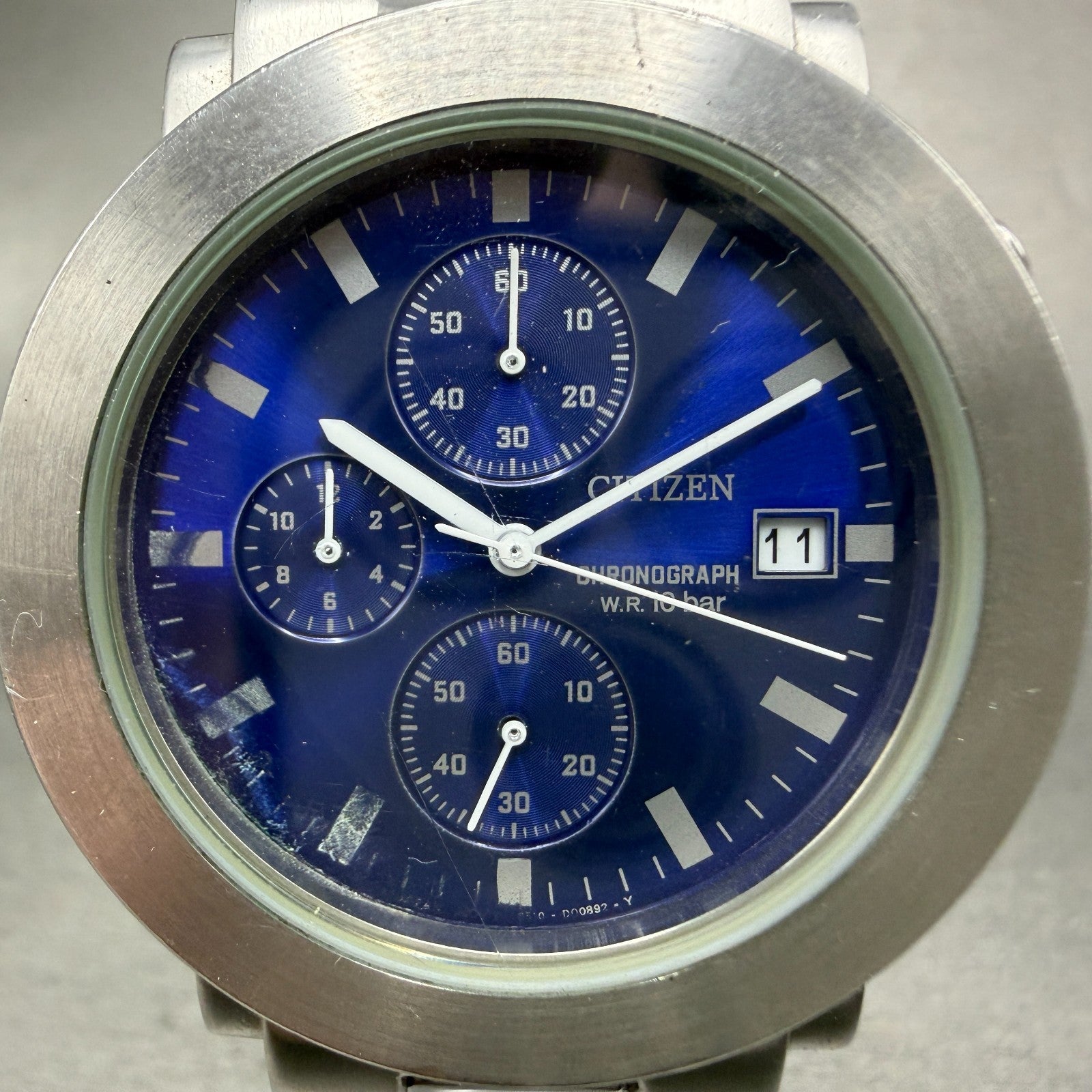 Citizen Chronograph Watch Men 37mm Blue Dial Silver Tone Round 0510-F75438 PARTS2