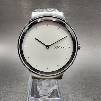 Skagen Freja Watch Women 34mm White Dial Steel Round Mesh Band SKW2823 NWT1