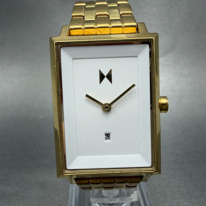 MVMT Signature Square 24mm White Dial Gold Tone Date Rectangle New battery0