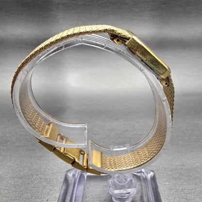 Seiko Watch Women 17mm Gold Dial Gold Tone Rectangle 1400-8089 New Battery VTG8