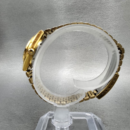 Seiko Watch Women 24mm Champagne Dial Gold Tone Daydate 7n830011 New Battery6
