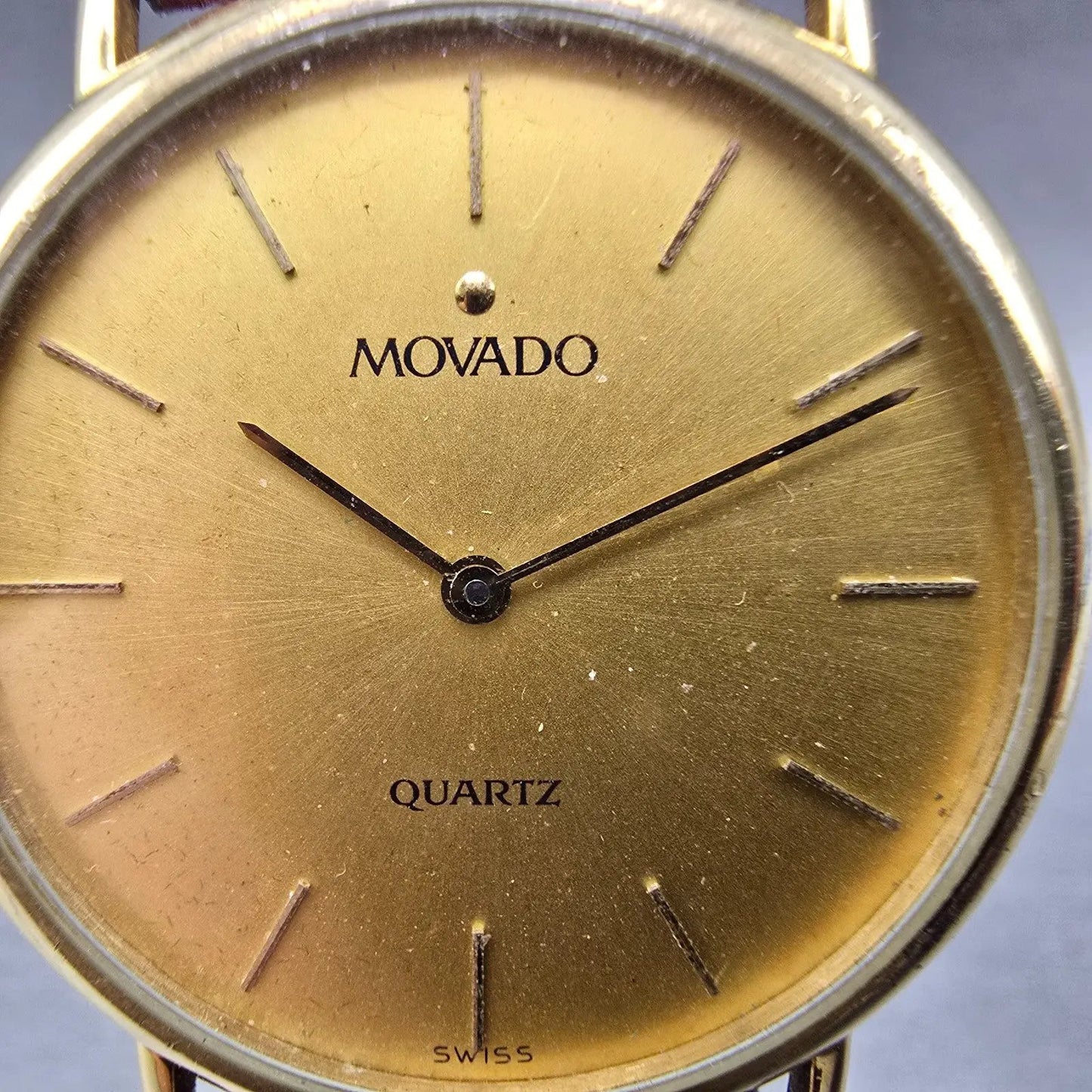 Movado Watch Men 33mm Champagne Dial Gold Tone Round 87-64-881 New Battery1