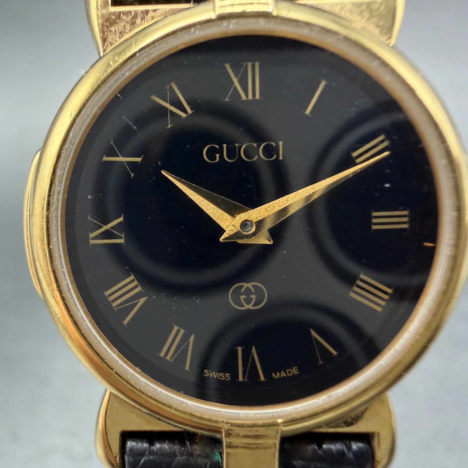 Gucci 3400L Watch Women 22mm Black Dial Gold Plated Round READ!!! PARTS2