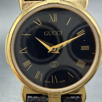 Gucci 3400L Watch Women 22mm Black Dial Gold Plated Round READ!!! PARTS2