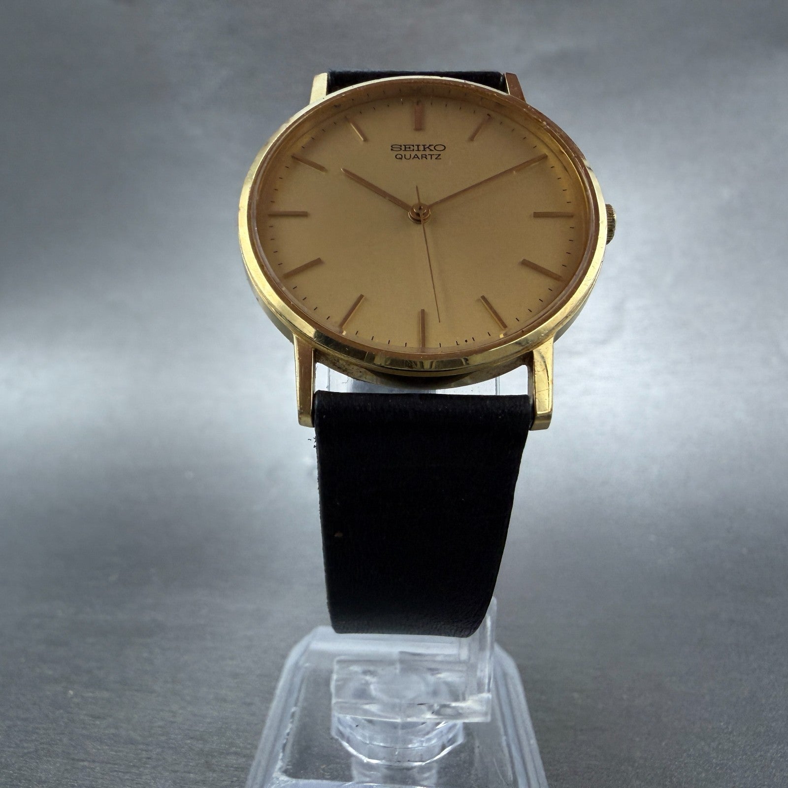 Seiko Watch Men 32mm Champagne Dial Gold Tone Round VTG 2C21-0120 New Battery 25