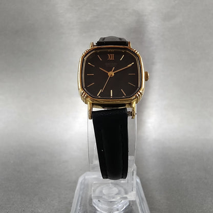 Seiko Watch Women 20mm Black Dial Gold Tone Square 7321507a New Battery5