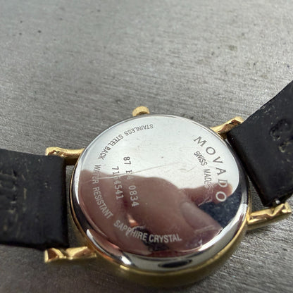 Movado Muesem Watch Women 26mm Black Dial Gold Tone Round 87 E4 0834 PARTS10