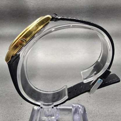 Citizen CQ Watch Men 34mm Black Dial Gold Tone Daydate Round 2500-S76418 New Bat6