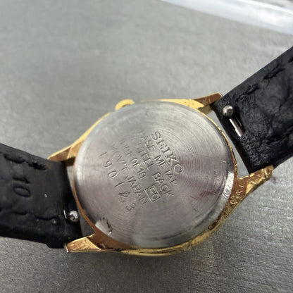 Seiko Watch Women 20mm Gold Dial Gold Tone Round 1N01-0E19 New Battery YFUYFU9