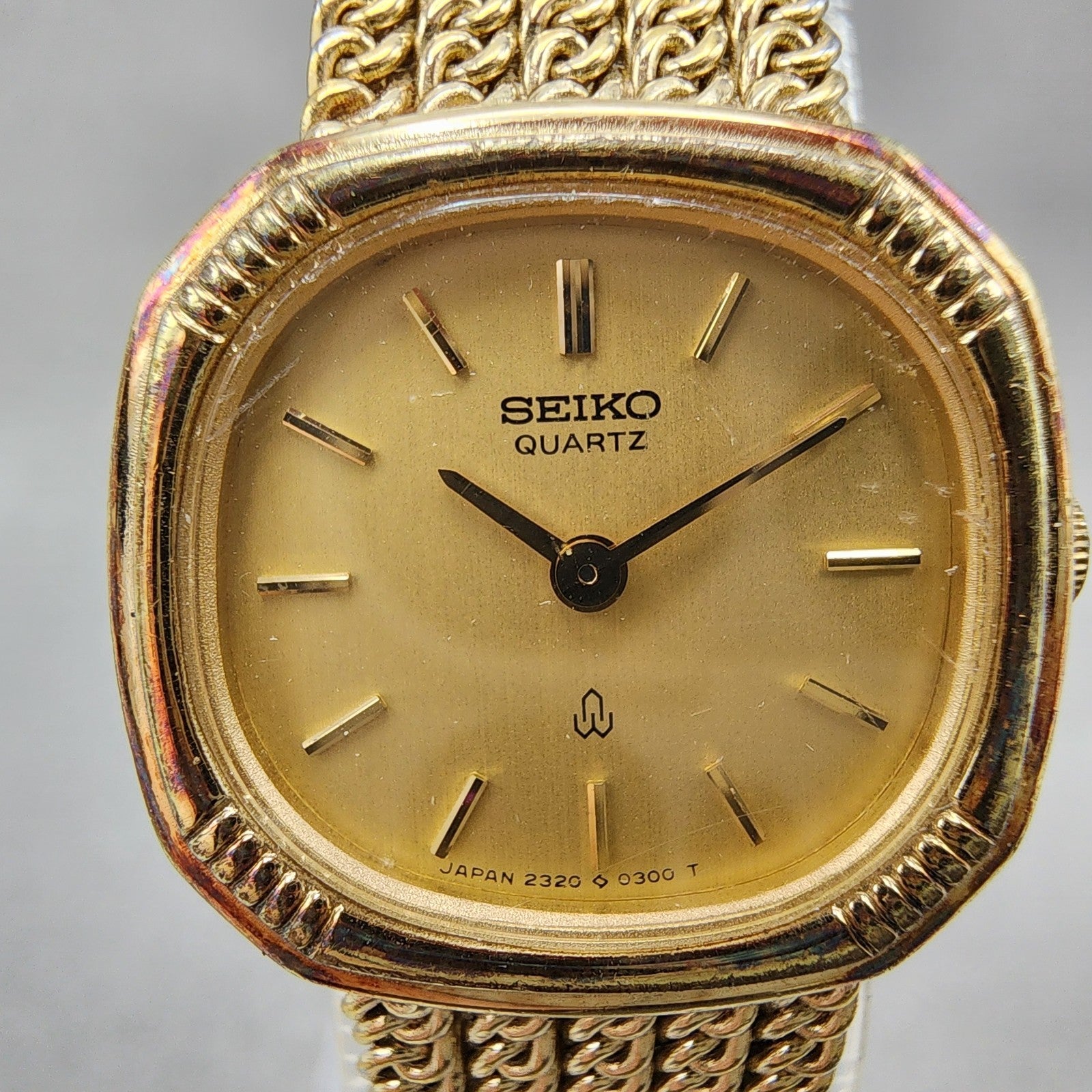 Seiko Watch Women 21mm Champagne Dial Gold Tone Octagon 23205200 New Battery1