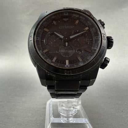 Citizen Eco-Drive Chronograph Watch Men 48mm Black Dial Black Tone Date Runs5