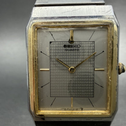 Seiko Tank Watch Men 25mm Silver Dial Two Tone Rectangle 6530-5159 New Battery1