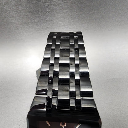Bulova Quadra Watch Men 31mm Black Dial Black Tone Octagon 98D164 Bracelet