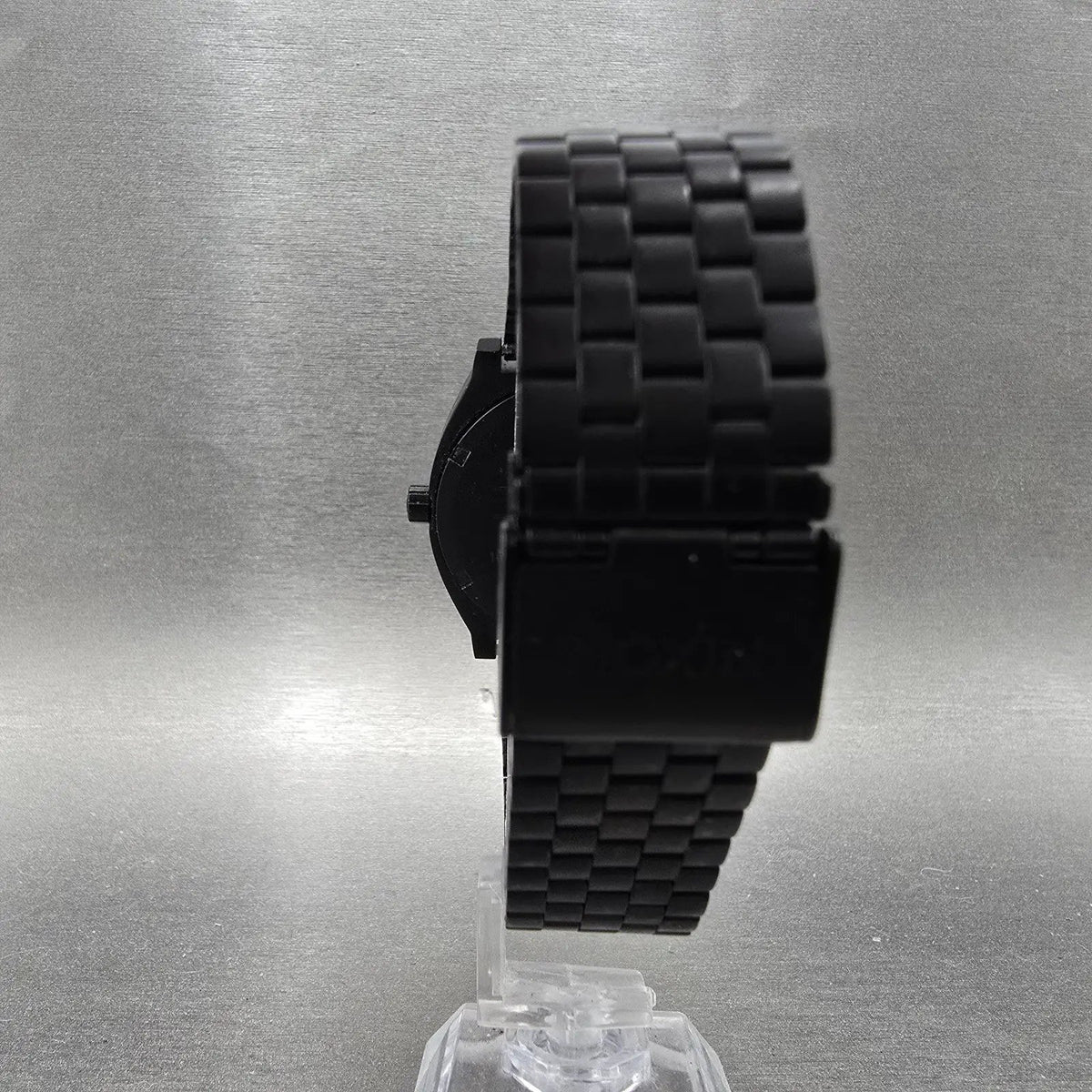 Nixon Time Teller Watch Men 37mm Silver Dial Black Round Bracelet New Battery7