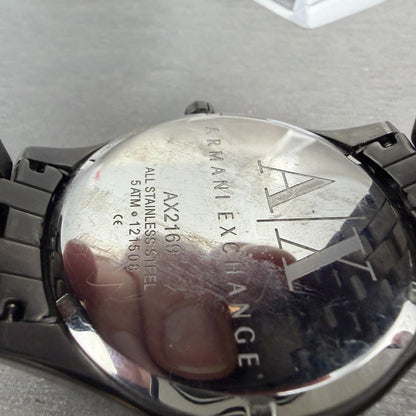 Armani Exchange Hampton Watch Men 46mm Black Dial Black Tone Round New Battery9
