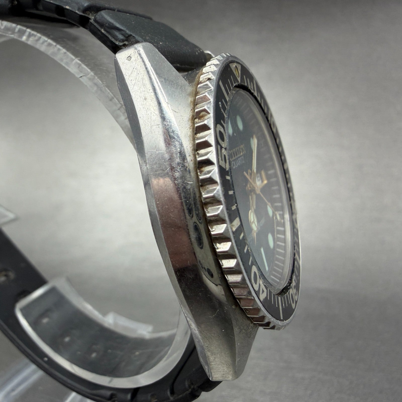 Citizen CQ Dive Watch Men 38mm Black Dial Steel Daydate 3801-450671 PARTS4