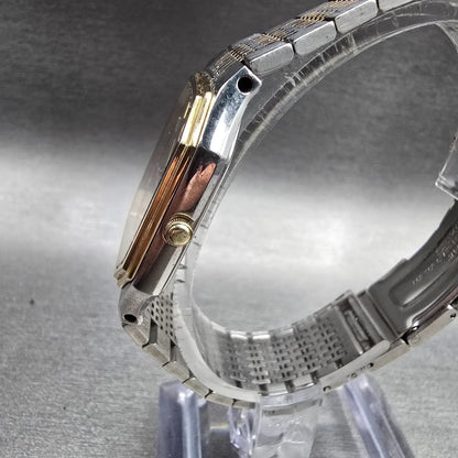 Seiko Watch Men 31mm Silver Dial Two Tone Rectangle 6030-5080 New Battery2