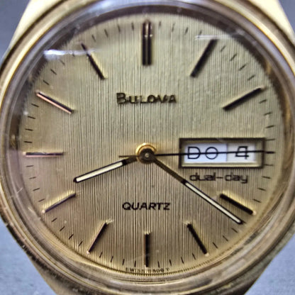 Bulova Watch Men 35mm Champagne Dial Gold Tone Daydate Round 6906 PARTS2