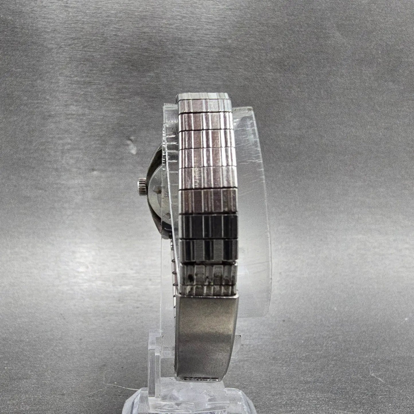 Seiko Automatic Watch Women 23mm Black Dial Silver Tone Date 2205-0190 Runs8