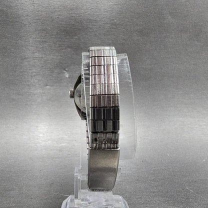 Seiko Automatic Watch Women 23mm Black Dial Silver Tone Date 2205-0190 Runs8