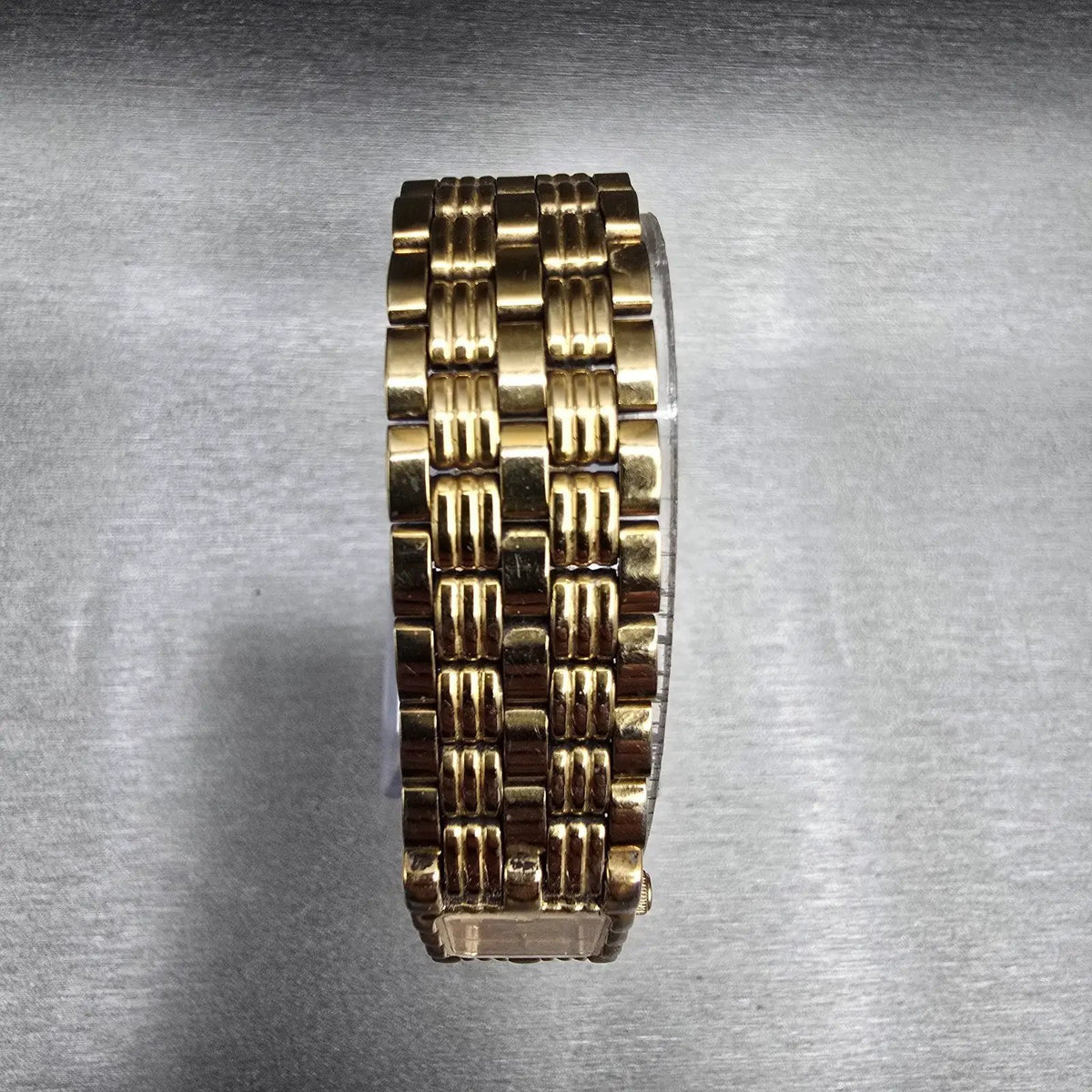 Bulova Watch Women 14mm Gold Dial Gold Tone Rectangle 97P13 New Battery JP234