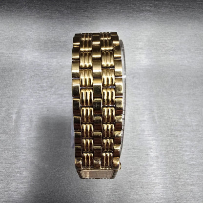 Bulova Watch Women 14mm Gold Dial Gold Tone Rectangle 97P13 New Battery JP234