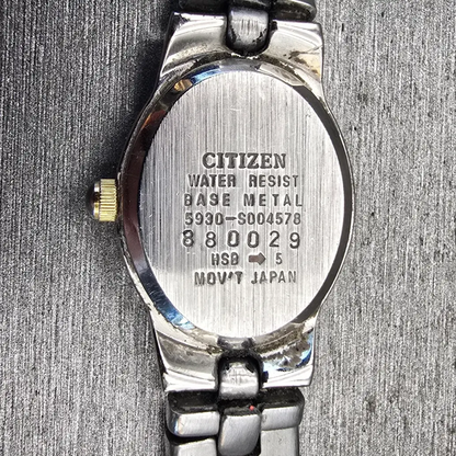 Citizen Watch Women 17mm Silver Dial Two Tone Oval 5930-S004578 New Battery VTG10