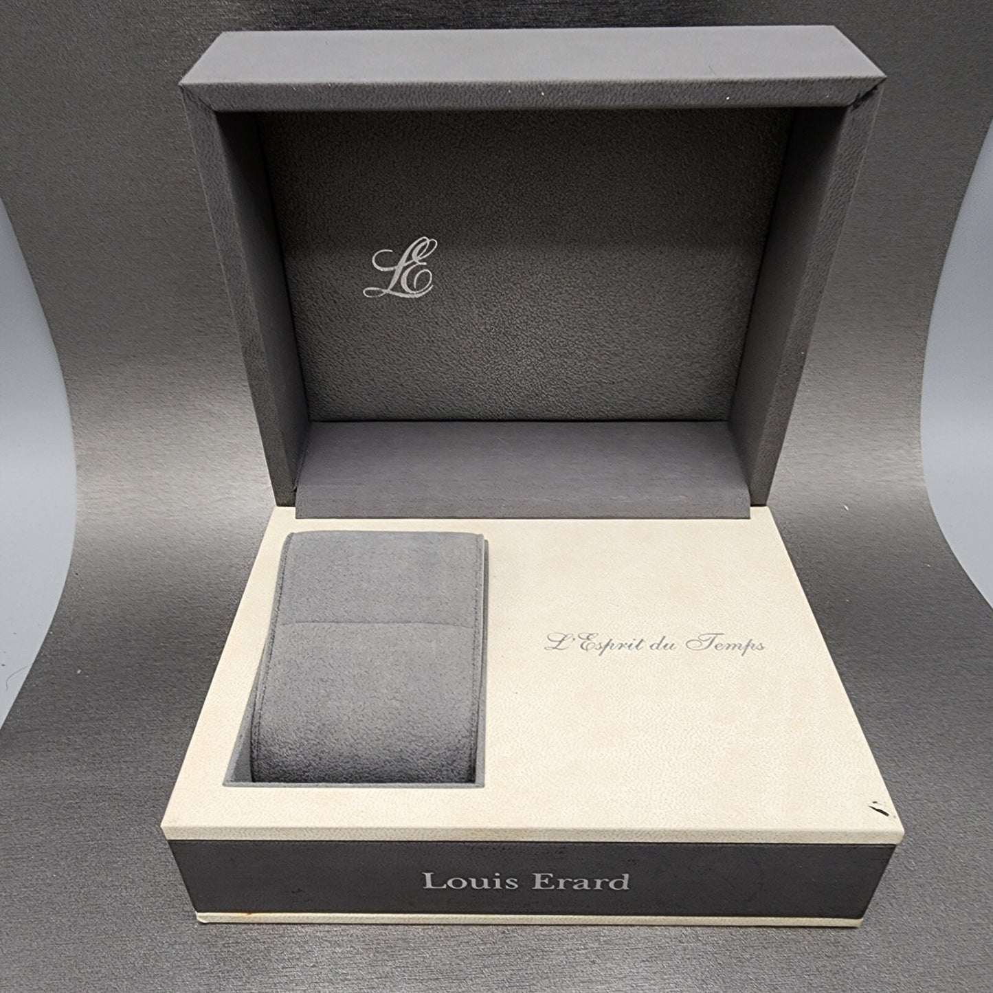 Louis Erard Watch Box Faux Leather Gray & Cream Manual & Warranty Card0