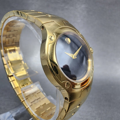 Movado Sports Edition Watch Women 27mm Black Dial Gold Tone Round 88.G4.18514
