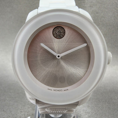 Movado Bold Watch Women 36mm White Dial White Ceramic Crystal Accent New Battery1