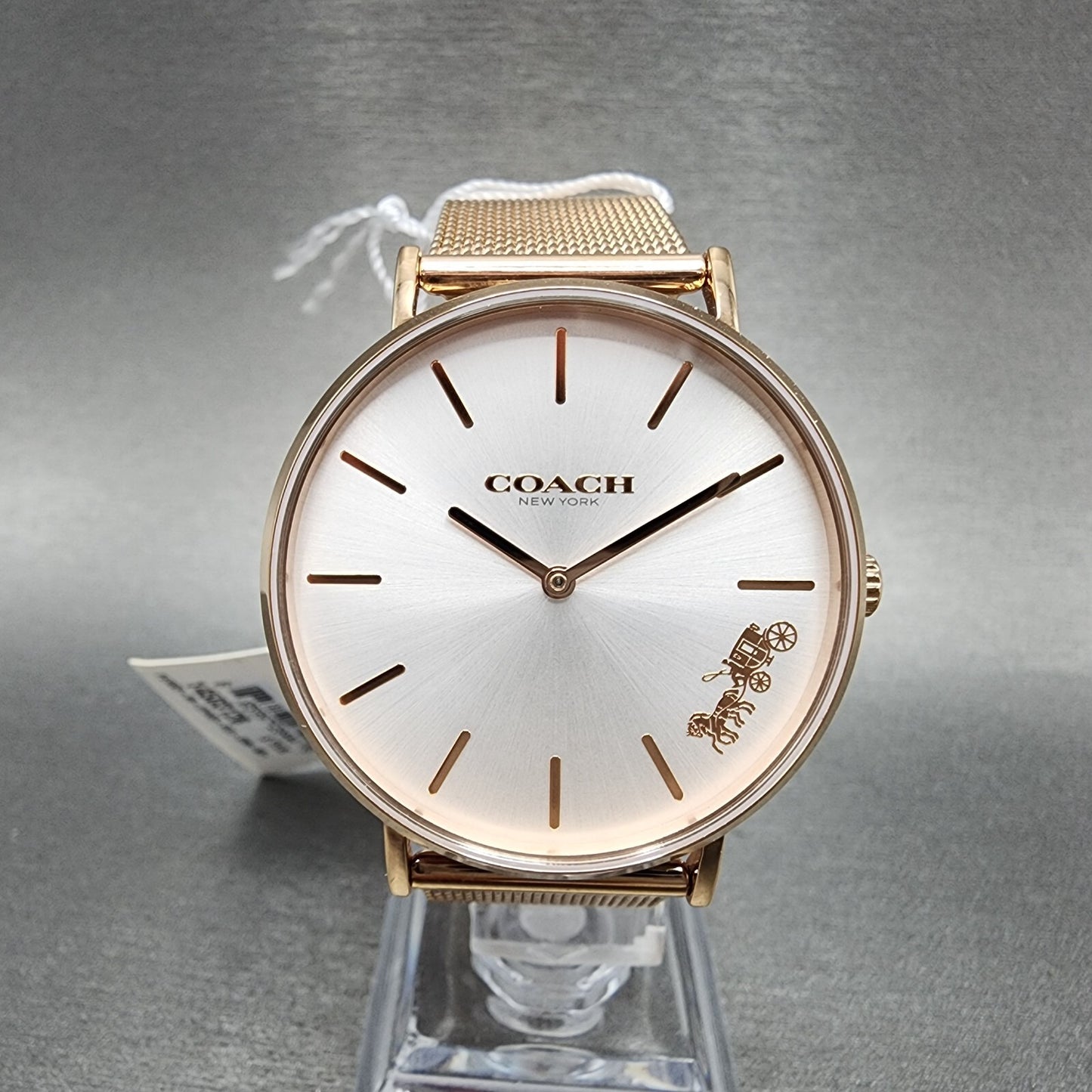 Coach Perry Horse Watch Women 36mm White Dial Rose Gold Tone Round 145031260