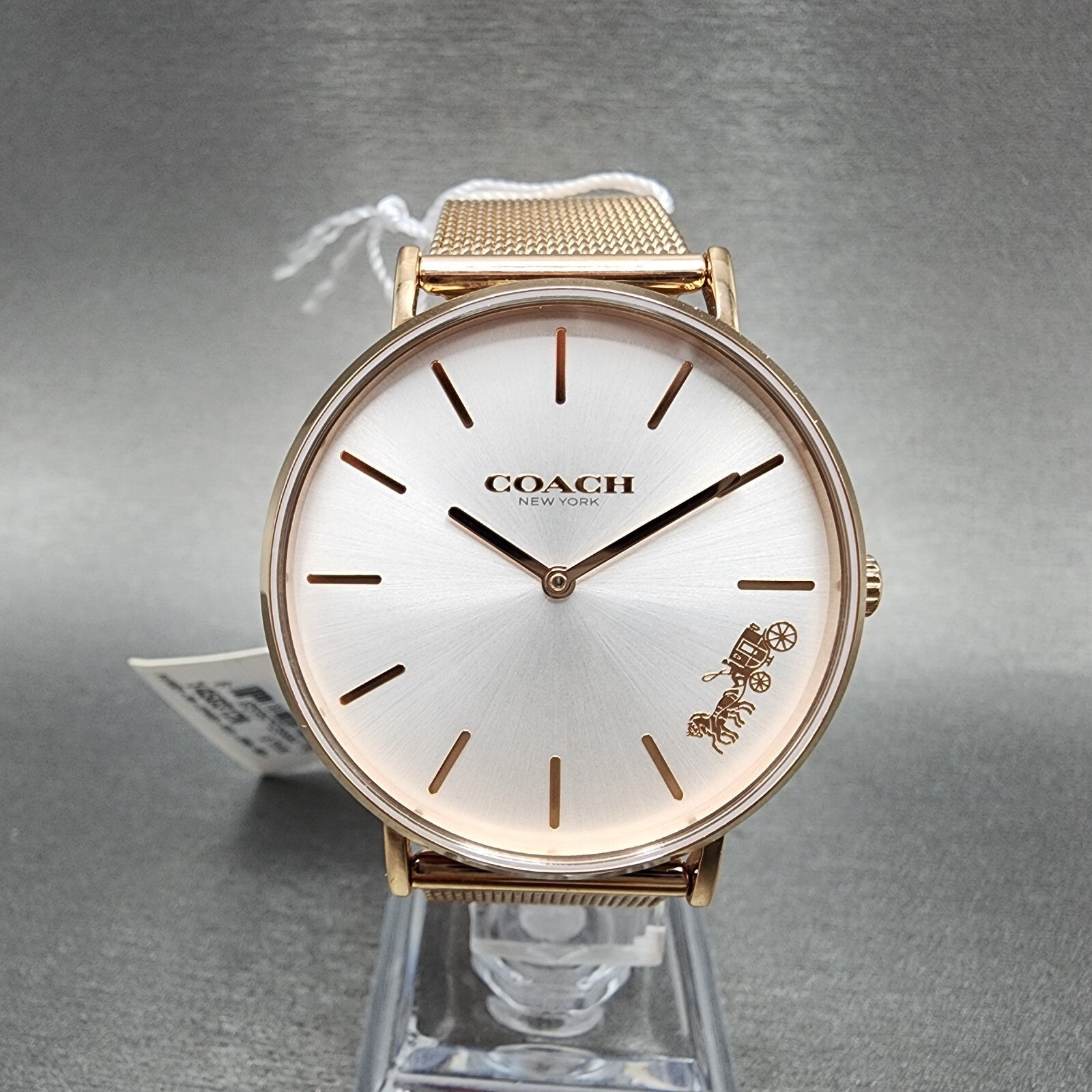 Coach Perry Horse Watch Women 36mm White Dial Rose Gold Tone Round 145031260