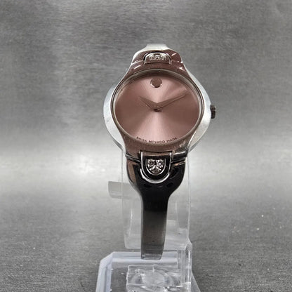 Movado Kara Watch Women 24m Pink Dial Steel Round 84-A1-1846 New Batt Diamond RQ5