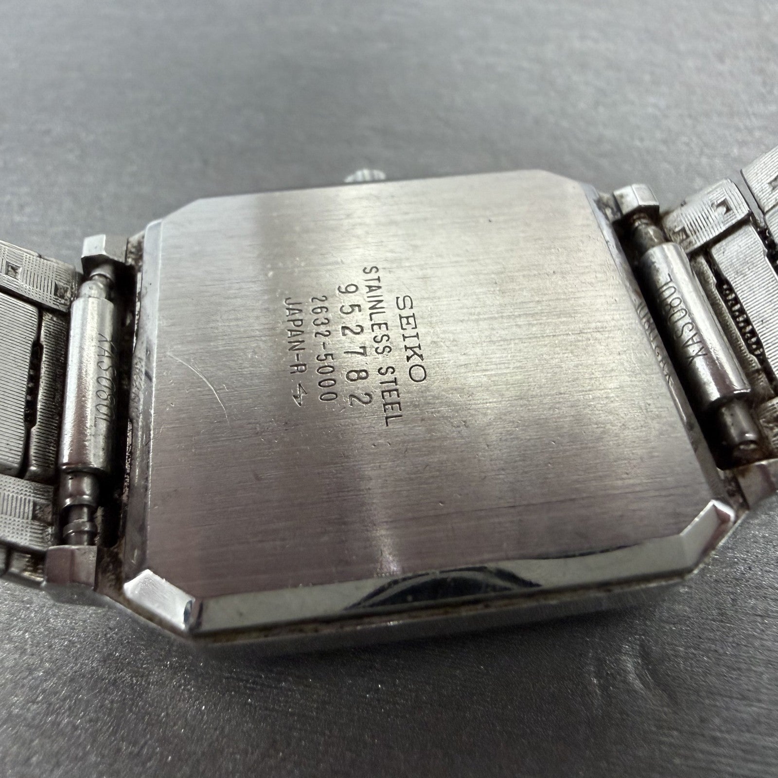 Seiko Tank Watch Men 29mm Gray Dial Silver Tone Date 2632-5000 New Battery READ!9