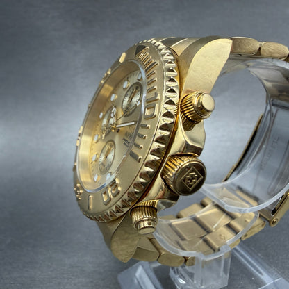 Invicta Pro Diver 1774 Chronograph Watch Men 44mm Champagne Dial Gold Tone Runs2