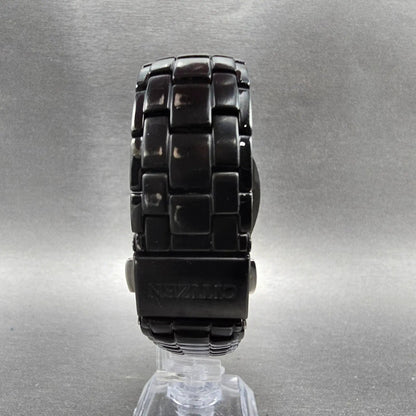 Citizen Eco-Drive Watch Men 38mm Black Dial Black Tone READ!!! E111-S063426 Runs7