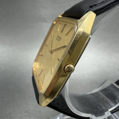 Seiko Tank Watch Men 27mm Champagne Dial Gold Tone 74315049 New Battery2
