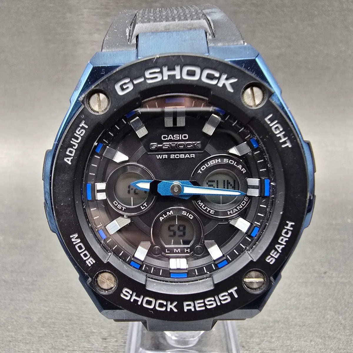 Casio G-Shock GST-S300G Watch Men 49mm Digital Black Blue Alarm Chrono Solar0