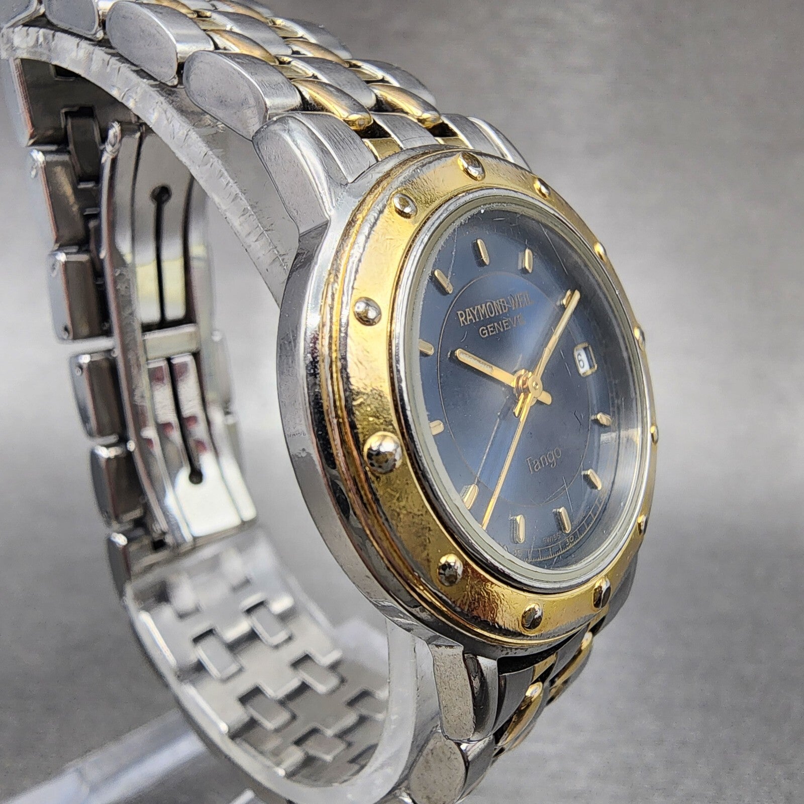 Raymond Weil Tango Watch Women 28mm Blue Dial Two Tone Date Round 5360 New BatA13