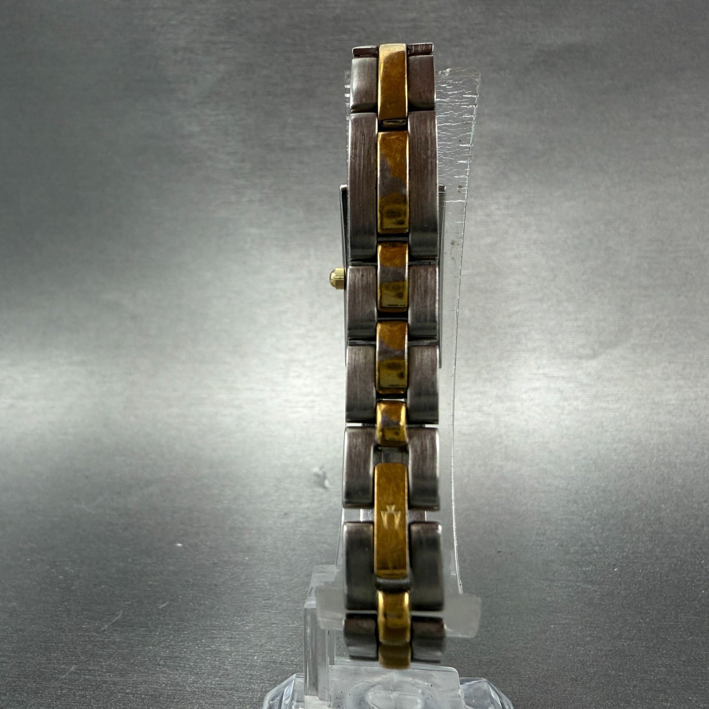 Bulova Tank Watch Women 14mm Silver Dial Two Tone Rectangle 98T60 New Battery7